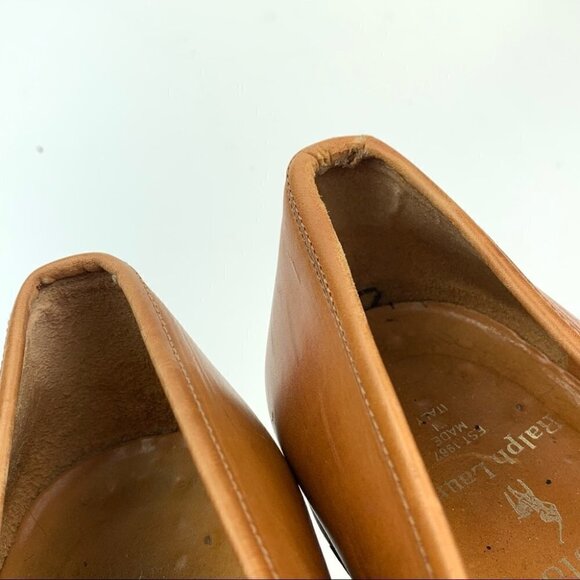 Polo size 11 D cognac Italian leather vintage 80s - Picture 9 of 12